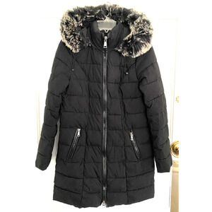 LAUNDRY BY SHELLI SEGAL black hooded witner puffer coat women's size Small